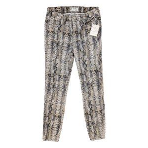 Free People Cropped Jeans Womens Taupe Combo Snake Print Stretch Size 25 NWD